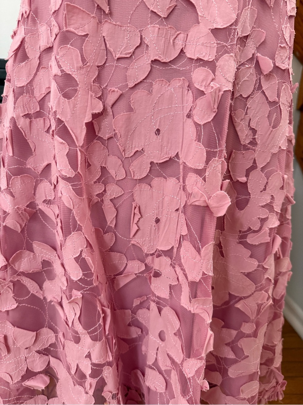 Pink Floral Appliqué A-Line Skirt - Picture 3 of 7